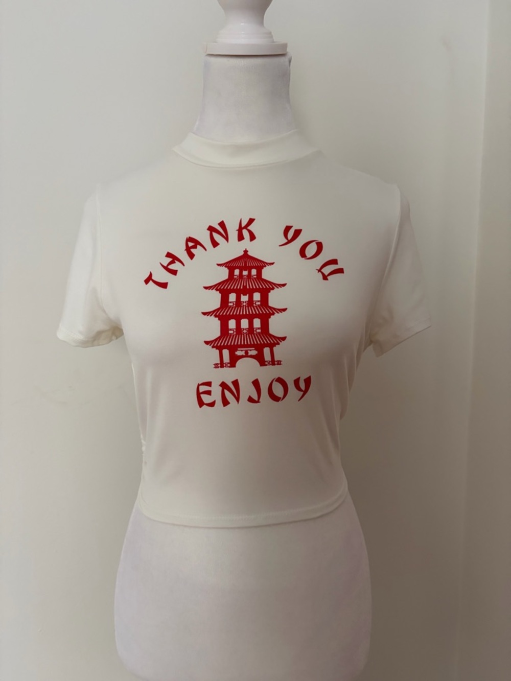 'Thank You Enjoy' Graphic Cropped Backless Tee